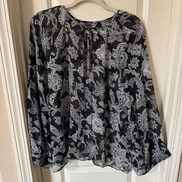 Nili Lotan Acadia Black Paisley Print Silk Blouse - Picture 2 of 5